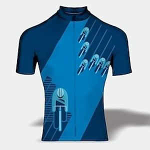 21Grams Men's Cycling Jersey Short Sleeve Bike Top with 3 Rear Pockets Mountain Bike MTB Road Bike Cycling Breathable Quick Dry Moisture Wicking Reflective Strips Blue Stripes Polyester Spandex Sports Lightinthebox