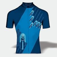 21Grams Men's Cycling Jersey Short Sleeve Bike Top with 3 Rear Pockets Mountain Bike MTB Road Bike Cycling Breathable Quick Dry Moisture Wicking Reflective Strips Blue Stripes Polyester Spandex Sports Lightinthebox - thumbnail
