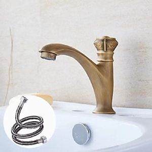Vintage Bathroom Sink Faucet Cold Water Only, Monobloc Washroom Basin Taps Single Handle One Hole Deck Mounted Retro Antique Style miniinthebox