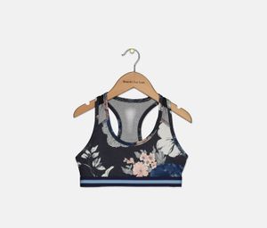 Girls Floral Print Sports Bra  Black/Navy