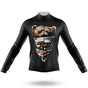 21Grams Men's Long Sleeve Cycling Jersey Spandex Black Bear Bike Top Mountain Bike MTB Road Bike Cycling Quick Dry Moisture Wicking Sports Clothing Apparel  Stretchy  Athleisure Lightinthebox