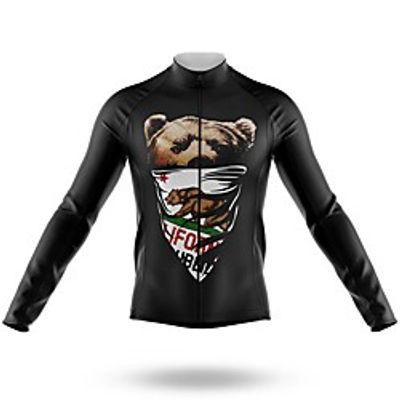 21Grams Men's Long Sleeve Cycling Jersey Spandex Black Bear Bike Top Mountain Bike MTB Road Bike Cycling Quick Dry Moisture Wicking Sports Clothing Apparel  Stretchy  Athleisure Lightinthebox