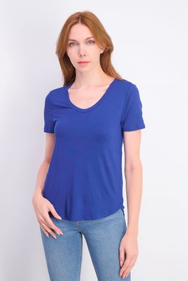 Womens Slim-Fit Scoop Neck Top Blue Womens Slim-Fit Scoop Neck Top Blue