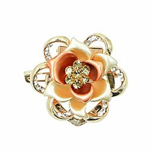 lujuny flower scarf clip ring - fashion triple-ring floral stewardess shawl wrap neckerchief slides buckle for women girls (coffee golden) miniinthebox