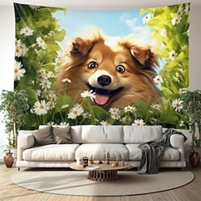 Dog in Flowers Hanging Tapestry Wall Art Large Tapestry Mural Decor Photograph Backdrop Blanket Curtain Home Bedroom Living Room Decoration Lightinthebox Dog in Flowers Hanging Tapestry Wall Art Large Tapestry Mural Decor Photograph Backdrop Blanket Curtain Home Bedroom Living Room Decoration Lightinthebox