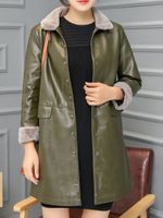 Faux Fur Collar PU Coats