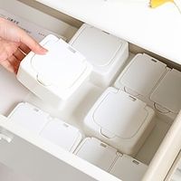 2pcs Desktop Mini Storage Box With Cover Pop-up Cotton Swab Cosmetic Cotton Storage Container Plastic Dust-proof Student Sundries Finishing Box Lightinthebox - thumbnail
