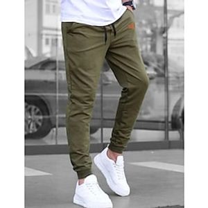 Men's Sweatpants Joggers Trousers Drawstring Elastic Waist Plain Comfort Breathable Outdoor Daily Going out 100% Cotton Fashion Casual Black Green miniinthebox