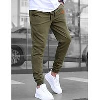 Men's Sweatpants Joggers Trousers Drawstring Elastic Waist Plain Comfort Breathable Outdoor Daily Going out 100% Cotton Fashion Casual Black Green miniinthebox - thumbnail