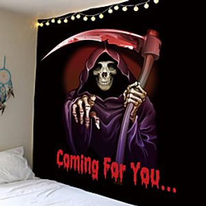 Halloween Party Holiday Wall Tapestry Art Decor Blanket Curtain Picnic Tablecloth Hanging Home Bedroom Living Room Dorm Decoration Psychedelic Skull Skeleton Grim Reaper Haunted Scary Polyester miniinthebox