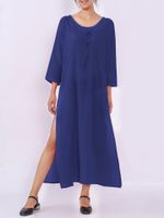 O-NEWE Pure Color Half Sleeve Soft Dress For Women