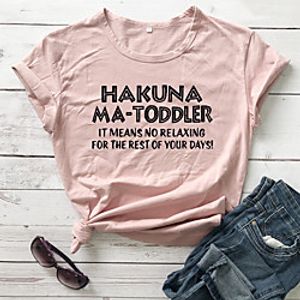 Women's T shirt Graphic Text Letter Print Round Neck Tops 100% Cotton Basic Basic Top White Purple Red miniinthebox