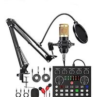 Ultimate Podcasting and Streaming Microphone Kit- with V8 Sound Card Rechargeable for Gamers Vloggers3.5mm Jack Lightinthebox - thumbnail