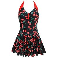 Audrey Hepburn Retro Vintage 1950s High Waisted Swimwear Swimsuit Halter One-Piece Women's Costume Black Vintage Cosplay Party  Evening Sleeveless  Dress Lightinthebox - thumbnail