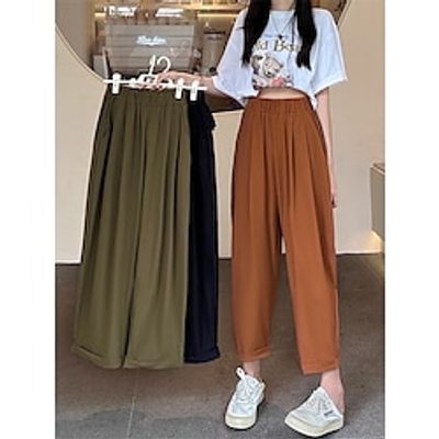 Women's Wide Leg Cropped Pants Ankle-Length Fashion Streetwear Street Daily Black Army Green S M Fall Winter Lightinthebox