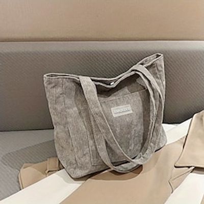 Women's Shoulder Bag Corduroy Daily Zipper Large Capacity Foldable Lightweight Solid Color Black White Brown Lightinthebox Women's Shoulder Bag Corduroy Daily Zipper Large Capacity Foldable Lightweight Solid Color Black White Brown Lightinthebox