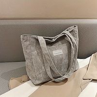 Women's Shoulder Bag Corduroy Daily Zipper Large Capacity Foldable Lightweight Solid Color Black White Brown Lightinthebox - thumbnail