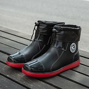 Men's Women Water Shoes  Water Booties  Socks Boots Bootie Water Shoes Fleece lined Walking Vintage Casual Outdoor Daily PU Warm Height Increasing Comfortable Booties  Ankle Boots Lace-up Black Lightinthebox