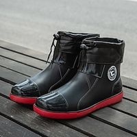 Men's Women Water Shoes  Water Booties  Socks Boots Bootie Water Shoes Fleece lined Walking Vintage Casual Outdoor Daily PU Warm Height Increasing Comfortable Booties  Ankle Boots Lace-up Black Lightinthebox - thumbnail