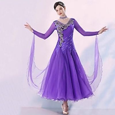Ballroom Dance Dress Embroidery Splicing Crystals Rhinestones Women's Performance Party Long Sleeve Mesh Spandex Organza Lightinthebox Ballroom Dance Dress Embroidery Splicing Crystals Rhinestones Women's Performance Party Long Sleeve Mesh Spandex Organza Lightinthebox