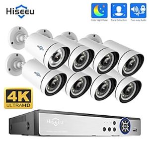 Hiseeu 4K 16CH 8MP PoE CCTV Security Camera System Video Surveillance Kit Two Way Audio Color Night Vision Outdoor IP Street Lightinthebox