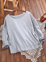 Casual Solid Long Sleeve Irregular Hem Blouse