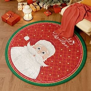 Christmas Round Area Rug  Washable Living Room Red Round Rug,Winter Soft Low Pile Bedroom Non-Slip Circular Mat,Holiday Xmas Decor Floor Carpet for Bathroom Kitchen Dorm miniinthebox