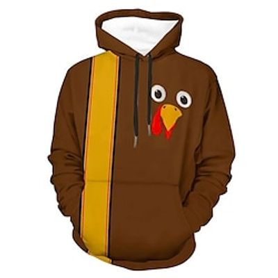 Graphic Rooster Men's Fashion 3D Print Hoodie Sports Outdoor Holiday Vacation Hoodies Coffee Long Sleeve Hooded Print Front Pocket Spring   Fall Designer Hoodie Sweatshirt Lightinthebox