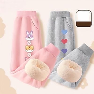 Kids Girls' Trousers Graphic Active Pocket School 7-13 Years Spring Style velvet pants: two hearts pink  heart knot black Style velvet pants: butterfly gray  cherry blossom pink Style velvet pants Lightinthebox