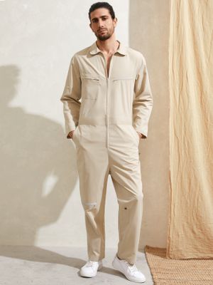 Men Casual Fashion Zipper Multi-pocket Long Sleeve Overalls Jumpsuit Men Casual Fashion Zipper Multi-pocket Long Sleeve Overalls Jumpsuit