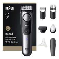Braun Series 9 Beard Trimmer With 7 Barber Tools, Power Boost & Lifetime Sharp ProBlade Blade, Chrome - BT9520