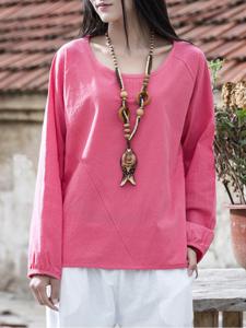 Mori Solid Lantern Long Sleeve Tops