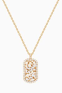 Fireworks Small Dog Tag Diamond Necklace in 18kt Yellow Gold