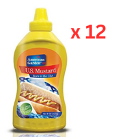 American Garden Yellow Mustard Squeeze 8oz, Pack Of 12