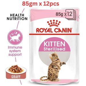 Royal Canin Feline Health Nutrition Kitten Sterilised Gravy Wet Food Pouches Cat Food