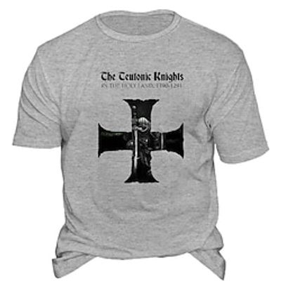 Men's Unisex T shirt Tee Graphic Prints Cross Crew Neck Gray Short Sleeve Hot Stamping Outdoor Street Print Tops Sports Designer Casual Big and Tall / Summer / Summer miniinthebox