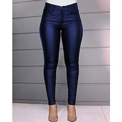 Women's Pants Trousers Leggings Long Faux Leather High Waist Fashion Casual Daily Black Wine S M Spring   Fall Lightinthebox