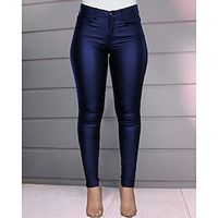 Women's Pants Trousers Leggings Long Faux Leather High Waist Fashion Casual Daily Black Wine S M Spring   Fall Lightinthebox - thumbnail