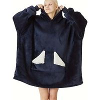 Women's Pajamas Loungewear Nightgown Sleepwear Pure Color Fashion Sport Simple Home Daily Bed Polyester Warm Pullover Long Sleeve Hoodie Fall Winter Navy Blue Purple Lightinthebox - thumbnail