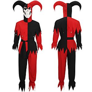 Burlesque Clown Cosplay Costume Adults' Women's Halloween Halloween Festival Halloween Festival / Holiday Terylene RedBlack Women's Men's Easy Carnival Costumes Solid Color / Top / Pants / Mask miniinthebox