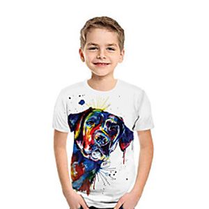 Kids Boys' T shirt Tee Short Sleeve Dog 3D Print Animal White Children Tops Summer Active Daily Wear Regular Fit 3-12 Years miniinthebox