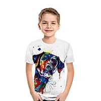 Kids Boys' T shirt Tee Short Sleeve Dog 3D Print Animal White Children Tops Summer Active Daily Wear Regular Fit 3-12 Years miniinthebox - thumbnail
