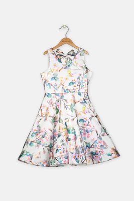 Big Girls Plus Size Floral Skater Dress White Big Girls Plus Size Floral Skater Dress White