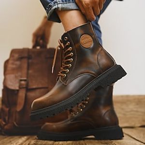 Men's Boots Combat Boots Casual Classic Daily Office  Career PU Booties  Ankle Boots Black Brown Winter Fall Lightinthebox