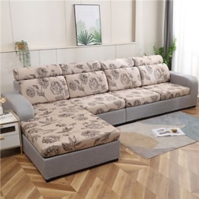 Sofa Cover Slipcover Jacquard Elastic Sectional Couch Armchair Loveseat 4 or 4 or 3 Seater L Shape White Grey Black Plain Solid Color Soft Durable Washable miniinthebox Sofa Cover Slipcover Jacquard Elastic Sectional Couch Armchair Loveseat 4 or 4 or 3 Seater L Shape White Grey Black Plain Solid Color Soft Durable Washable miniinthebox