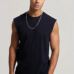 Men's Tank Top Vest Top Undershirt Sleeveless Shirt Plain Crew Neck Street Vacation Sleeveless Clothing Apparel Fashion Designer Basic Lightinthebox