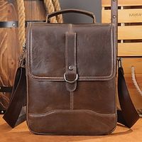 1pc Men's Large Genuine Leather Bag First Layer Cowhide Handheld Messenger Bag Multi Zipper Business Shoulder Tote Bag Lightinthebox - thumbnail