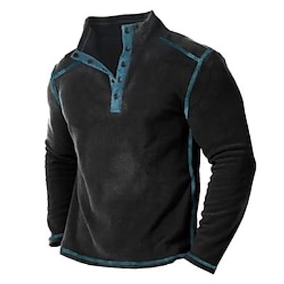 Men's Sweatshirt Black Standing Collar Color Block Patchwork Sports  Outdoor Daily Holiday Streetwear Basic Casual Spring   Fall Clothing Apparel Hoodies Sweatshirts  miniinthebox
