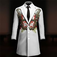 Butterfly Business Artistic Men's Coat Work Wear to work Going out Fall  Winter Turndown Long Sleeve Black White khaki S M L Polyester Weaving Jacket Lightinthebox - thumbnail