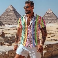 Leopard Stripes Men's Resort Hawaiian 3D Printed Shirt Outdoor Hawaiian Holiday Summer Turndown Short Sleeve Purple Orange S M L Shirt Lightinthebox